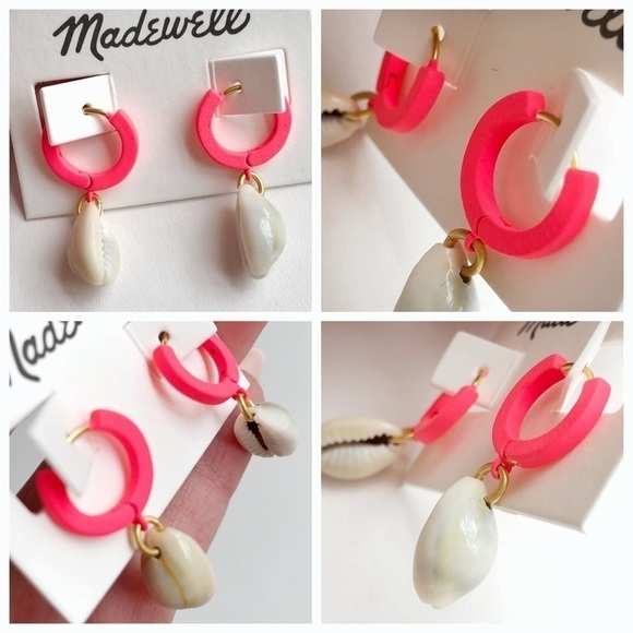 Madewell Shell Charm Neon Hoop Earrings - Picture 6 of 9